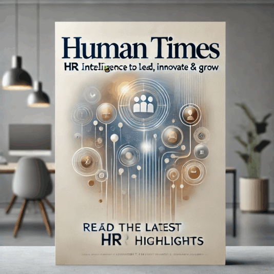DALL·E 2024-10-28 09.12.05 - A visually appealing promotional image for a newsletter titled 'Human Times_ HR Intelligence to Lead, Innovate & Grow.' The design should have a profe