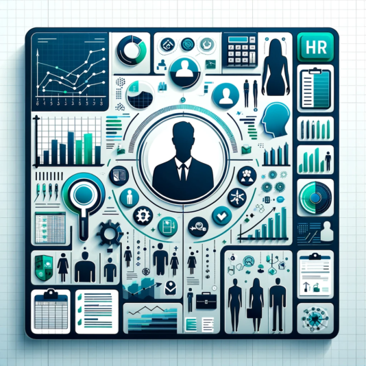 DALL·E 2024-01-23 12.34.03 - Design a sleek and professional digital product cover for an HR Analytics Spreadsheet Toolkit without any text. Include abstract representations of da
